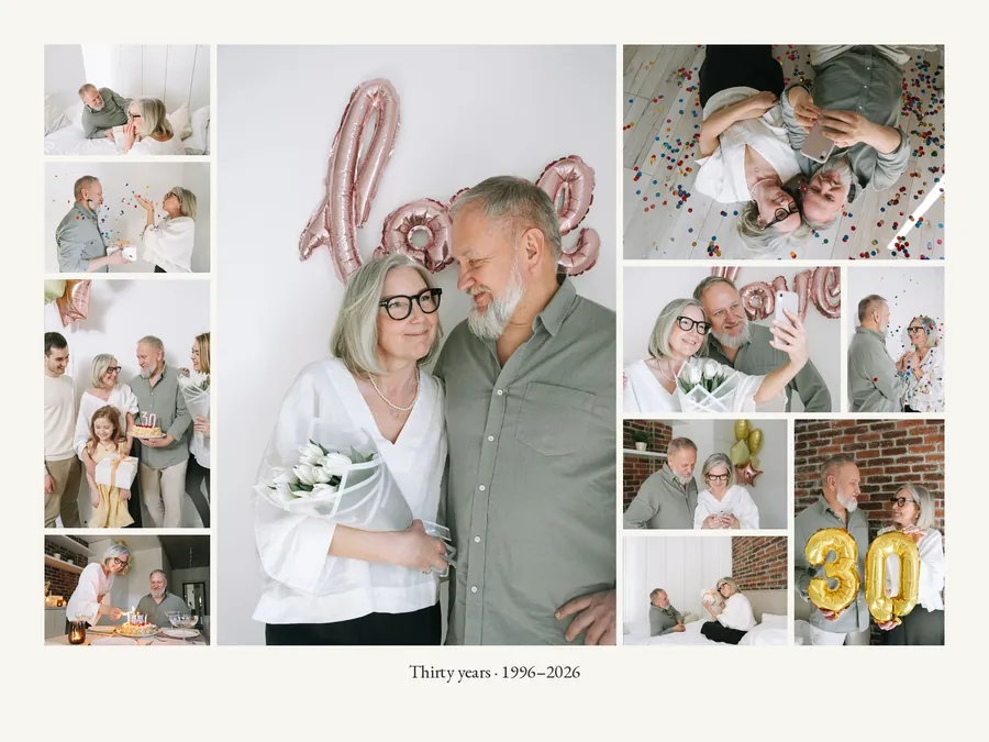 Beispiel einer Fotocollage „Liebe“: 11 Fotos auf Fine-Art-Papier, 60×45 cm