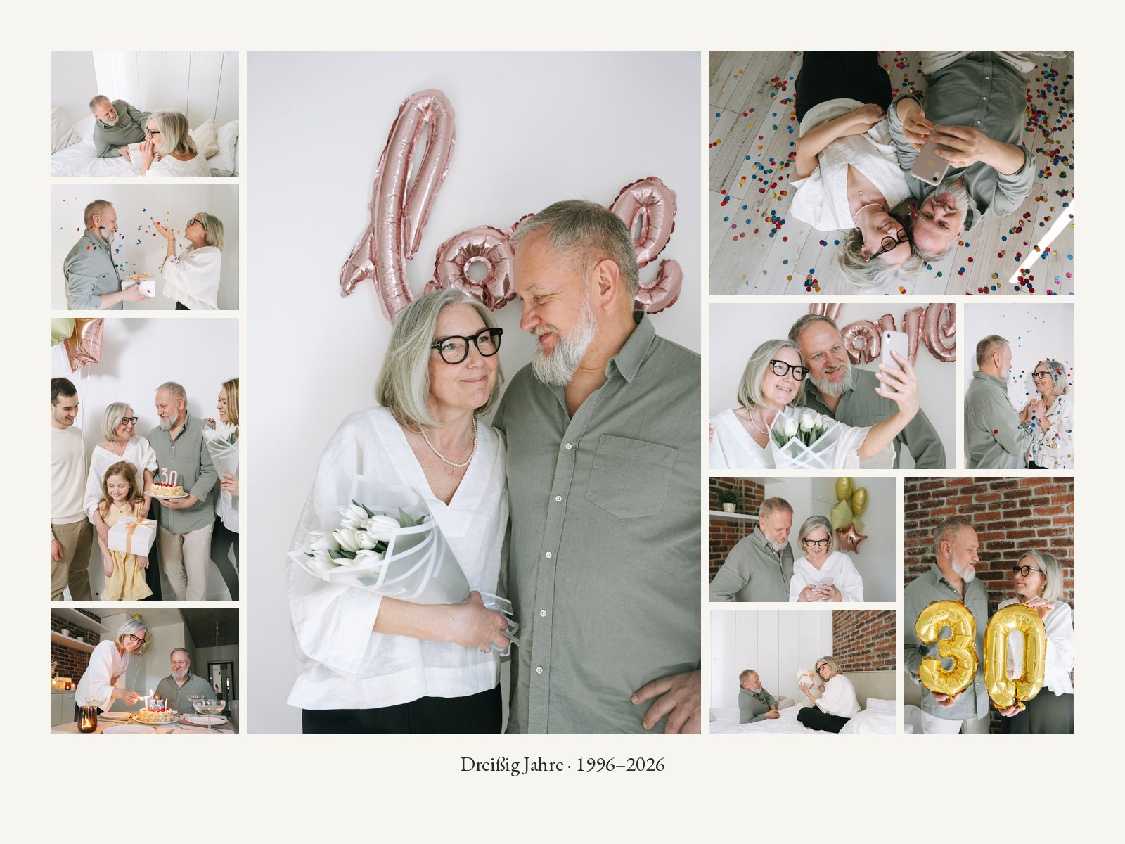 Beispiel einer Fotocollage „Liebe“: 11 Fotos auf Fine-Art-Papier, 60×45 cm