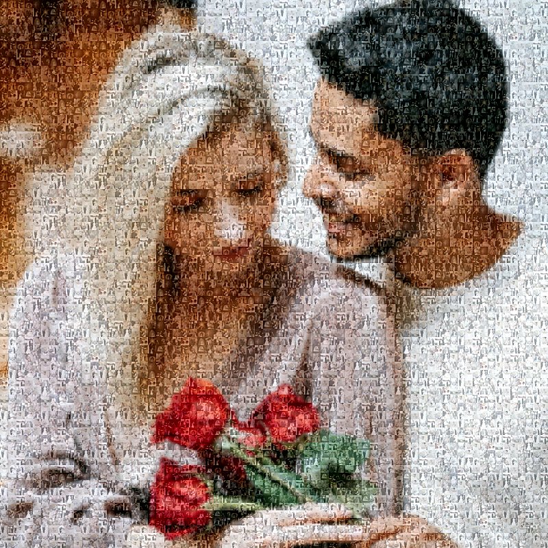 Anniversary photo mosaic made from years of shared memories