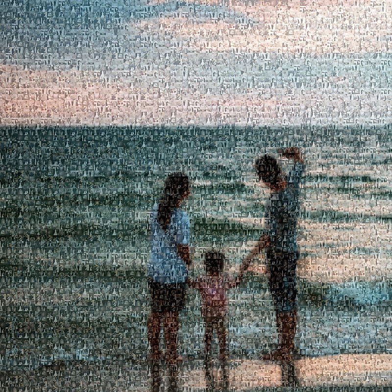 Family photo mosaic gift made from multi-generation photos