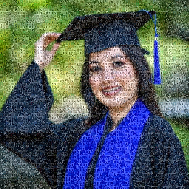 Graduation photo mosaic gift made from school years