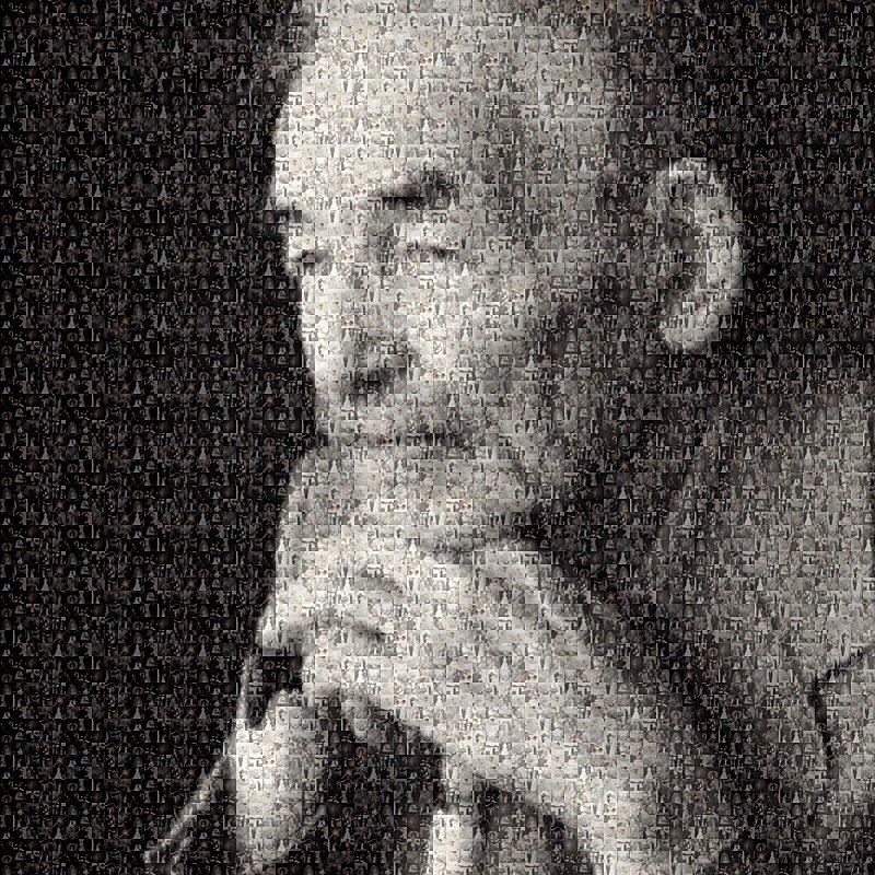 Memorial photo mosaic tribute made from family photos