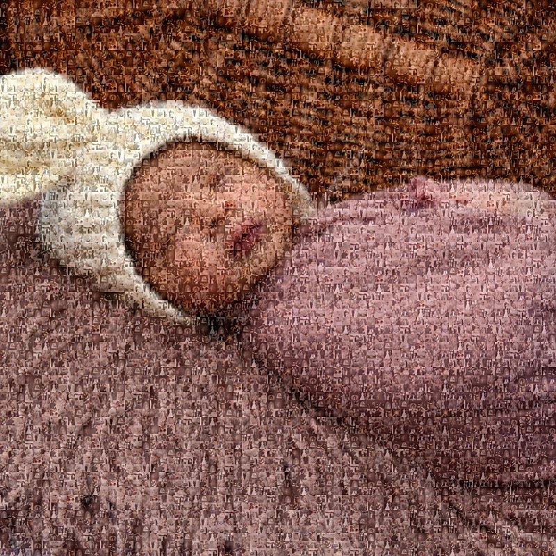 Newborn photo mosaic made from first-year photos