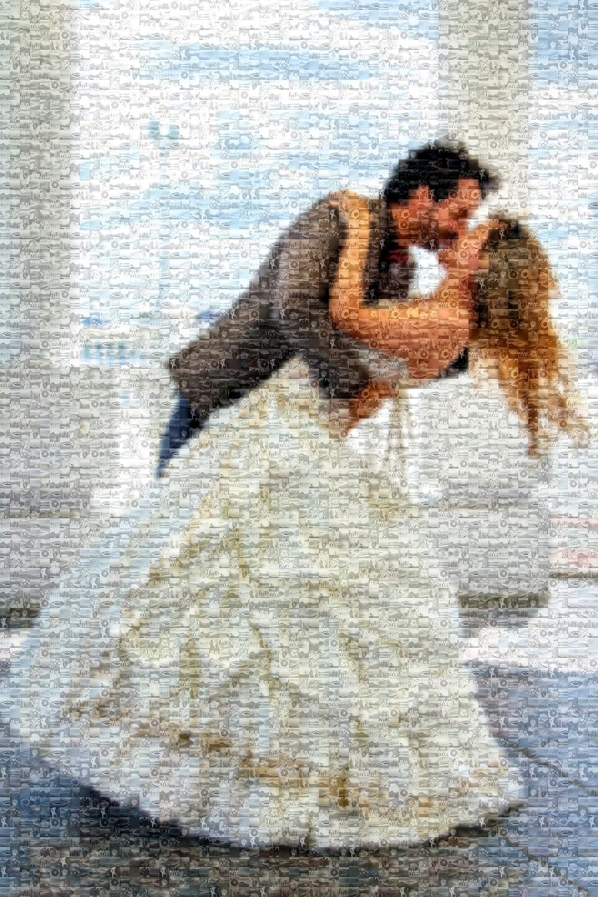 Wedding photo mosaic gift made from couple's photos