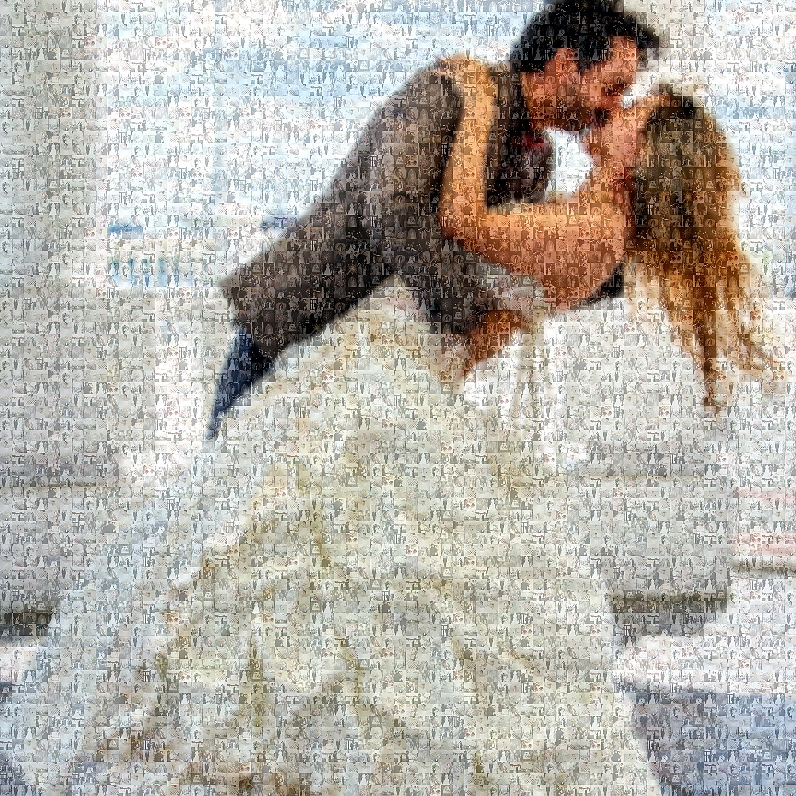 Photo mosaic portrait made from thousands of individual photos