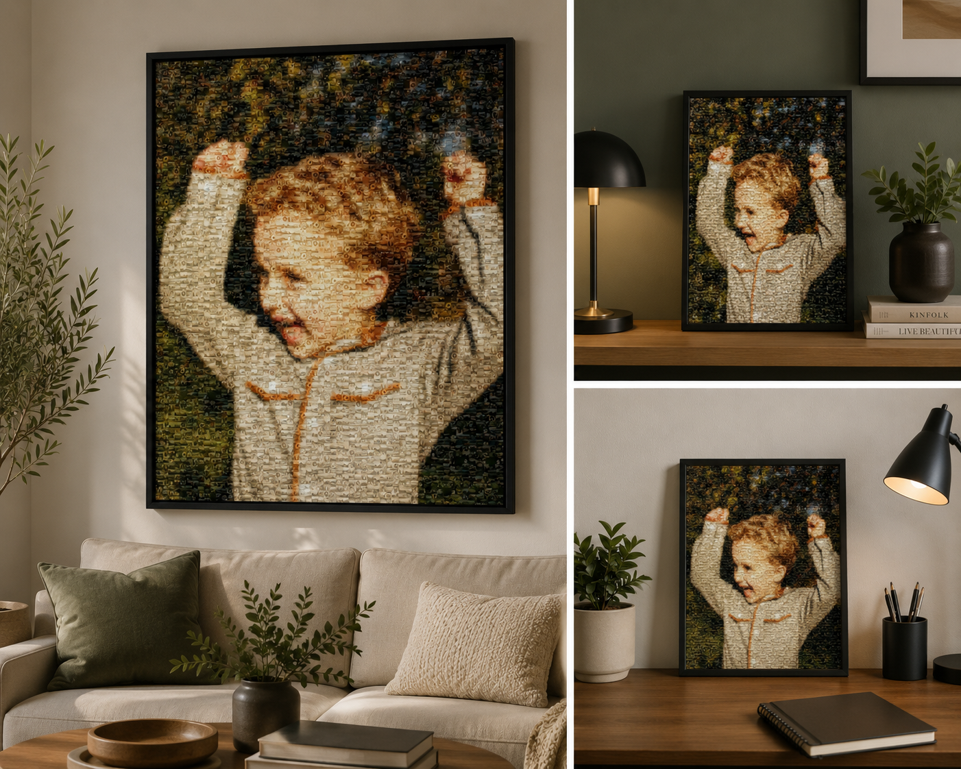 Photo mosaic in living room